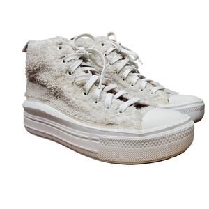 Converse Chuck Taylor All Star Move Platform High Top Sherpa Sneakers US 8 Egret